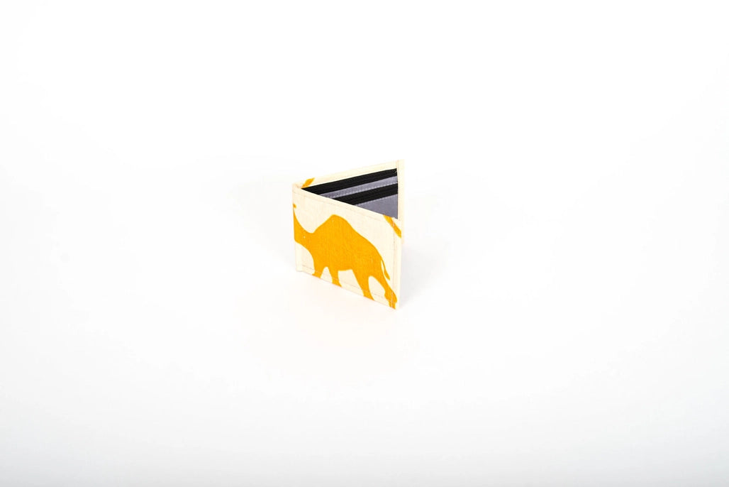 white bifold wallet with orange camel