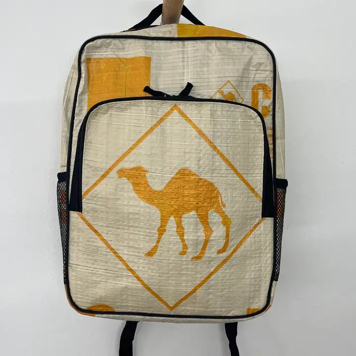 large backpack with orange camel