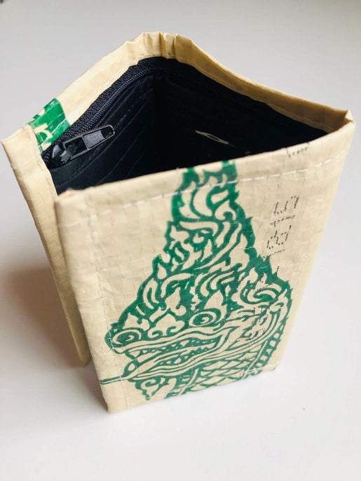 trifold wallet with green dragon head