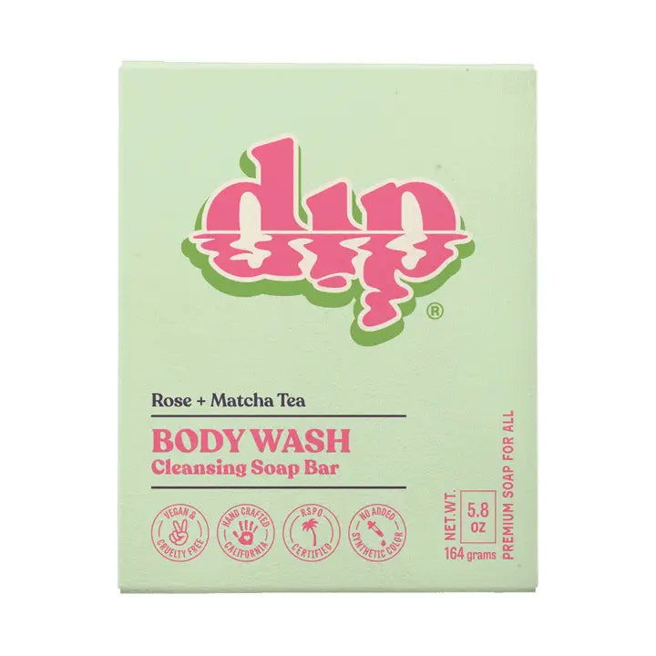 dip body wash rose matcha tea in light green box