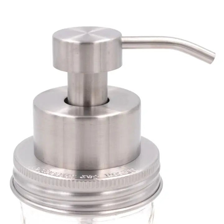 Stainless pump foaming soap dispenser on a white background