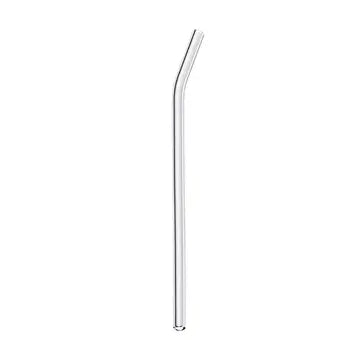 The Glass Straws Standard by Mermaid Straws, shown with a gentle bend and set against a white background, provides an eco-friendly and stylish reusable option to replace single-use plastic straws.
