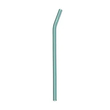 The Mermaid Straws Glass Straws Standard is an eco-friendly, light blue glass straw featuring a gentle bend near the top, displayed against a plain white background.