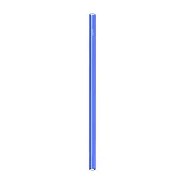 A single, straight, blue Glass Straws Standard by Mermaid Straws is displayed vertically on a plain white background.