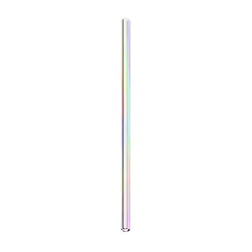 The Glass Straws Standard by Mermaid Straws is a clear, straight glass straw with a subtle rainbow sheen, shown vertically on a white background—an elegant and eco-friendly sipping solution.