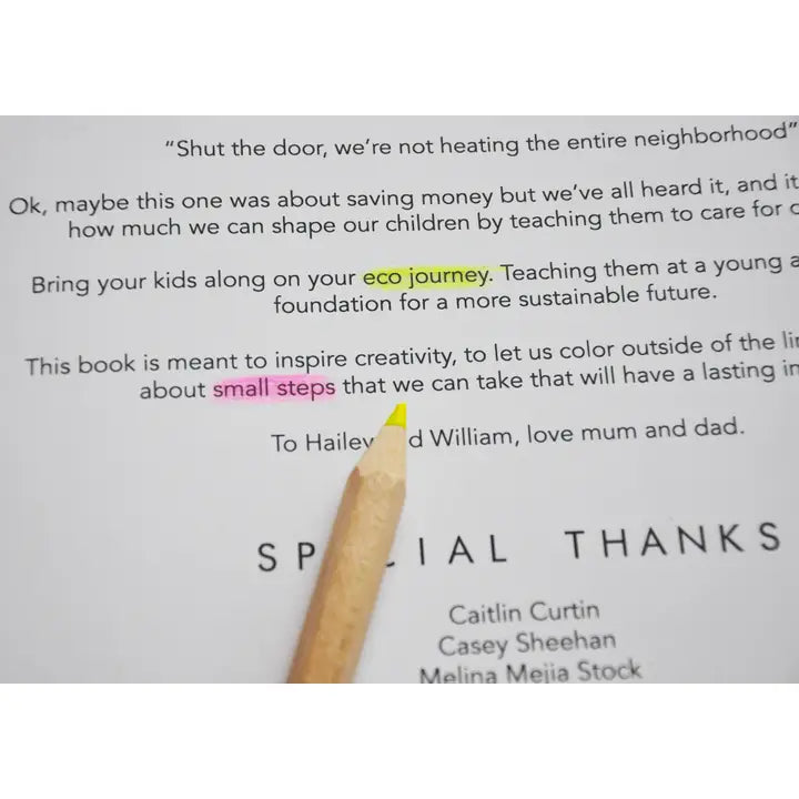 yellow highlighter pencil showing typed print behind