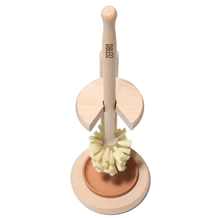 toilet brush in holder with terracotta base