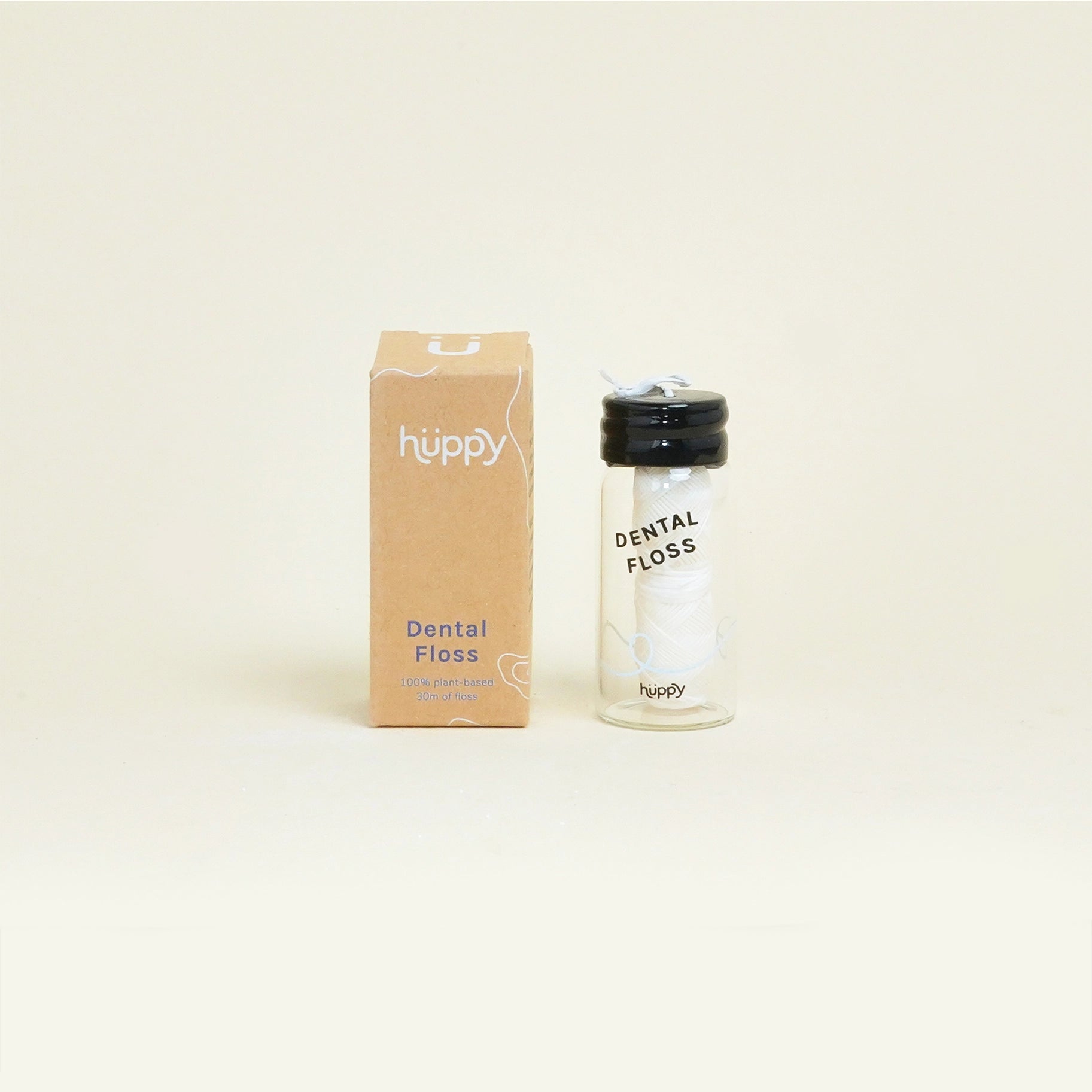 huppy floss glass container