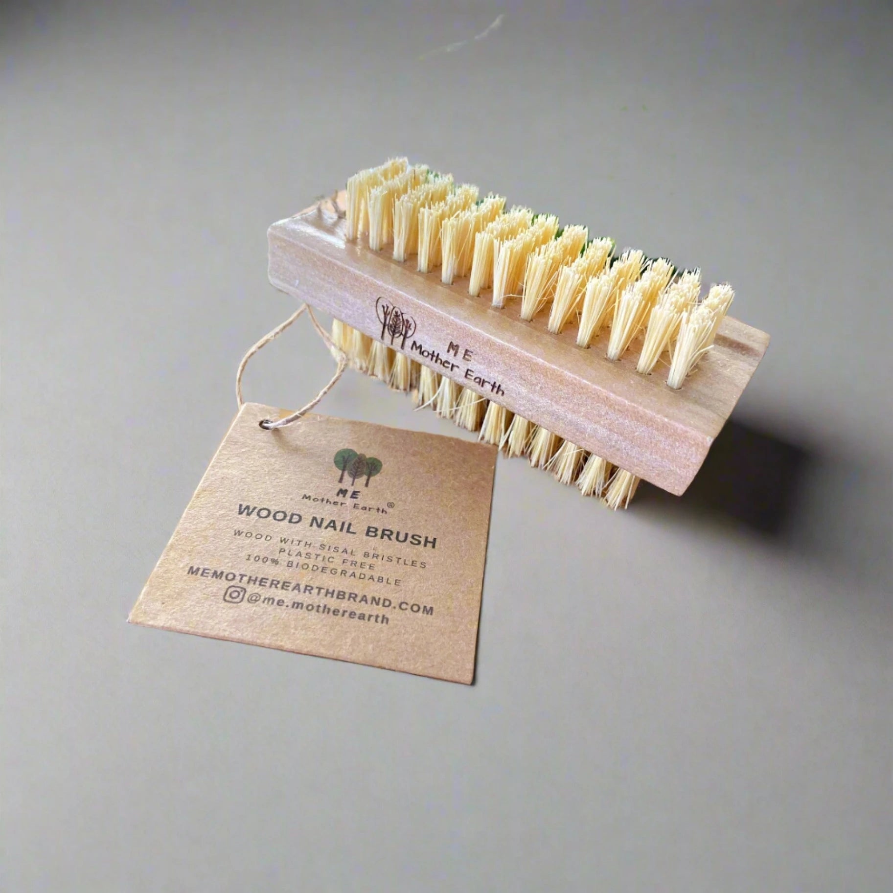 double sided nail brush with hang tag