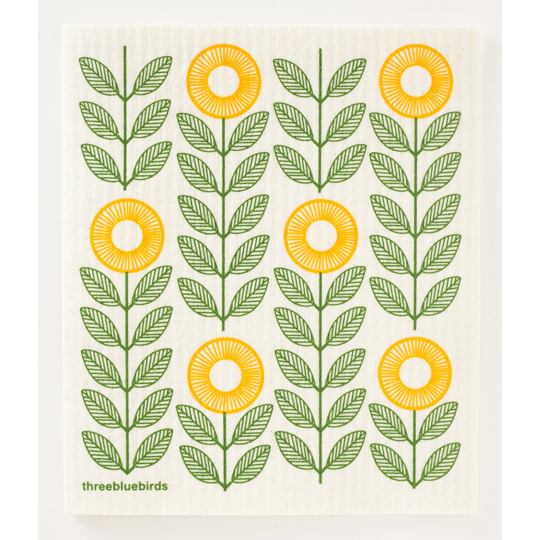 Sunflowers Swedish Dishcloth Green and Yellow