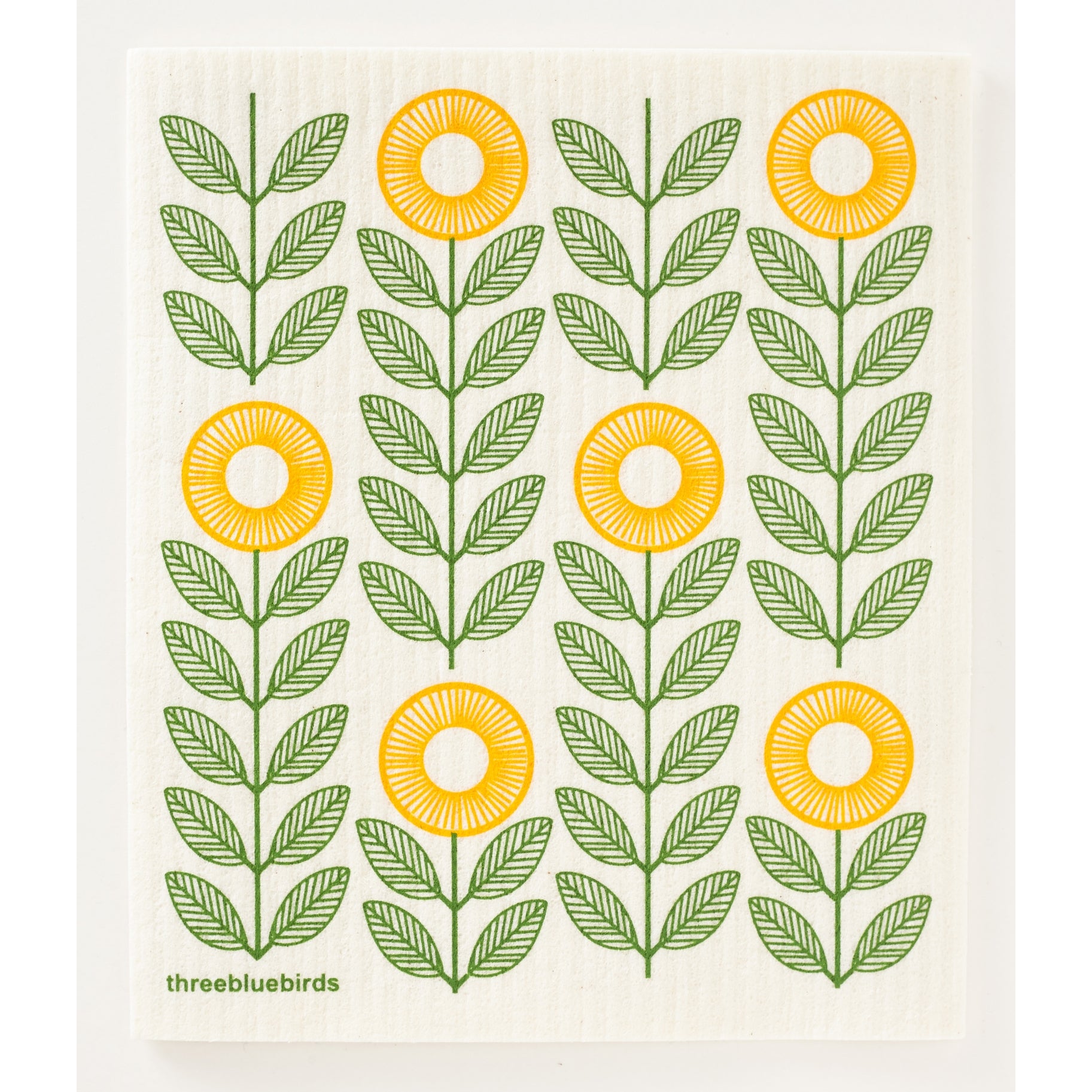Sunflowers Swedish Dishcloth Green and Yellow