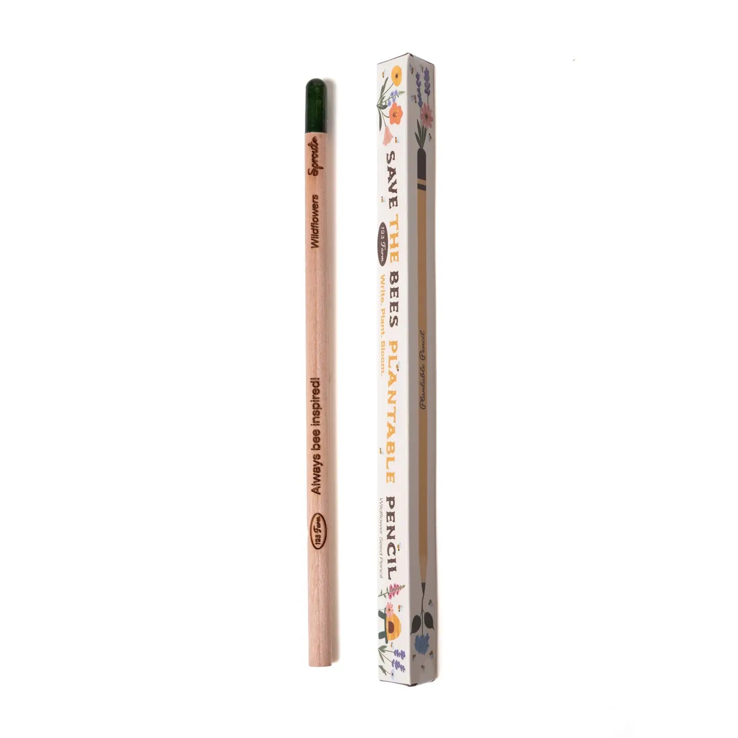 Plantable pencil with packaging on a white background