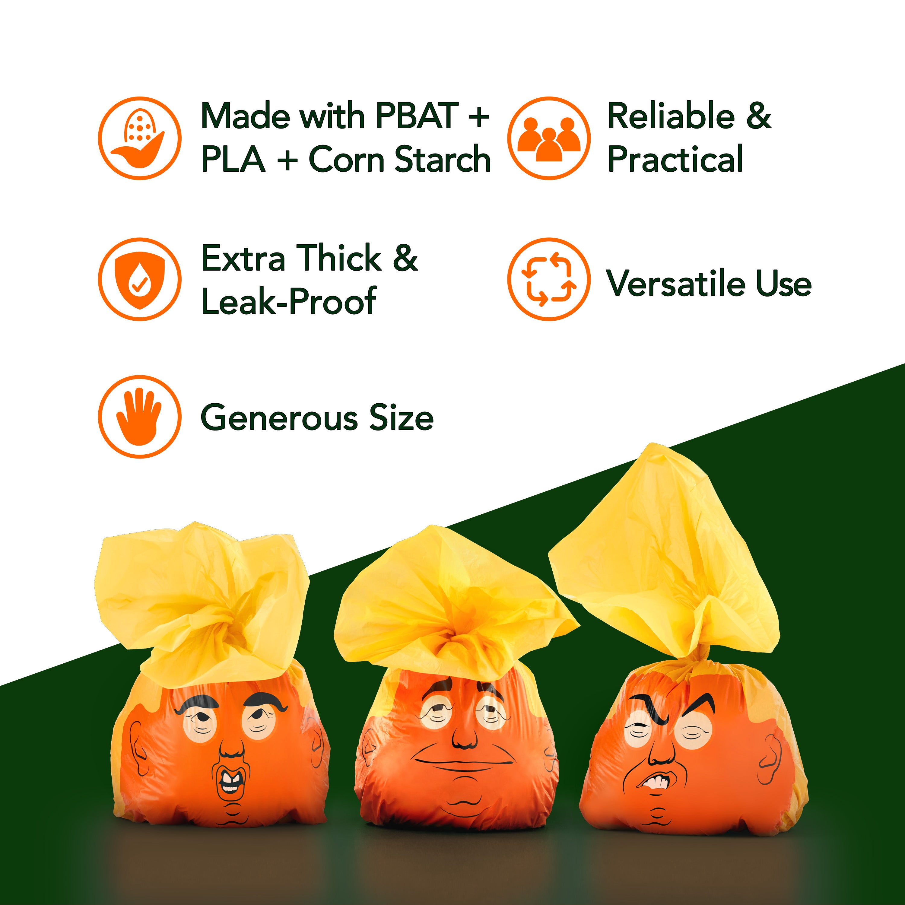 Plastic-free plant-based dog poop bags by Smolotov, durable unscented waste bags on refill rolls for eco-friendly pet cleanup.