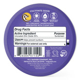 back of badger sunscreen tin with ingredients