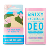 Two Brixy magnesium-enriched deodorant packages with cherry blossom design on a white background
