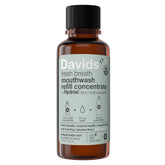 Davids fresh breath mouthwash refill concentrate bottle on a white background