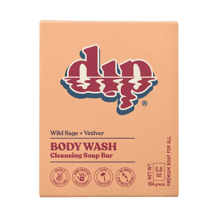 dip body wash wild sage and vetiver orange box
