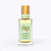 dip hair and body dry oil in a clear bottle with gold lid-rose matcha