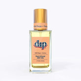 dip hair and body dry oil in a clear bottle with gold lid-wild sage vetiver