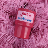 Red cup with &