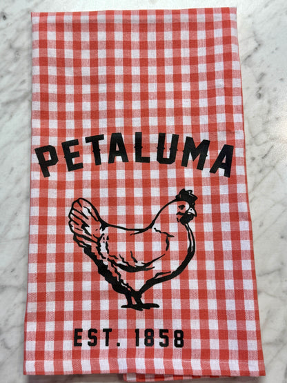 Red and white checkered towel with &