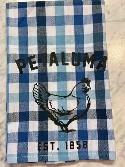 Blue and white checkered towel with &