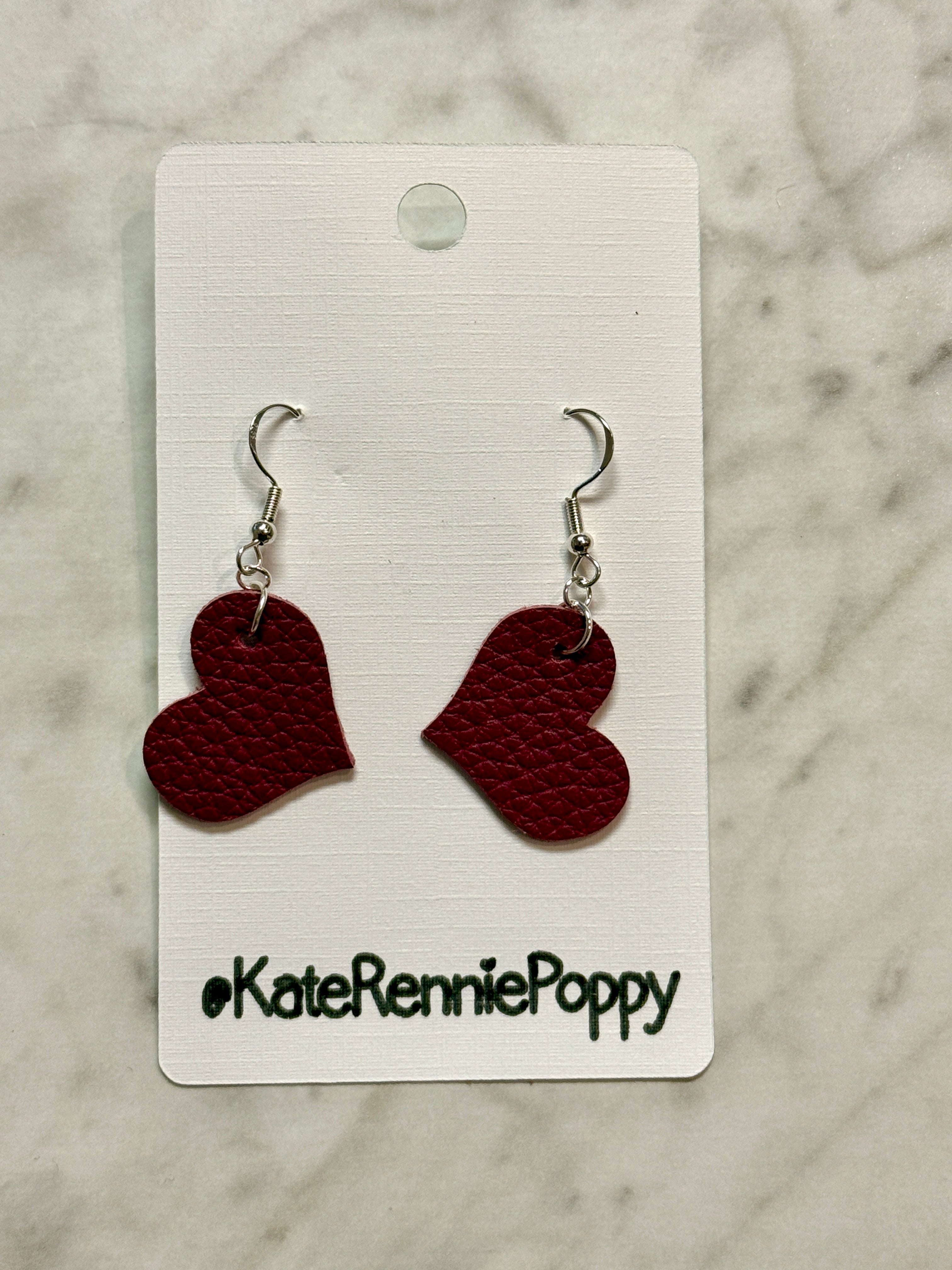 Heart-shaped earrings on a &