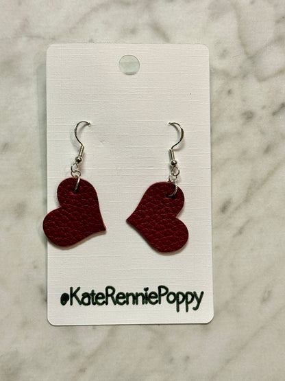 Heart-shaped earrings on a &