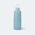 Blue bottle with pump on a light gray background