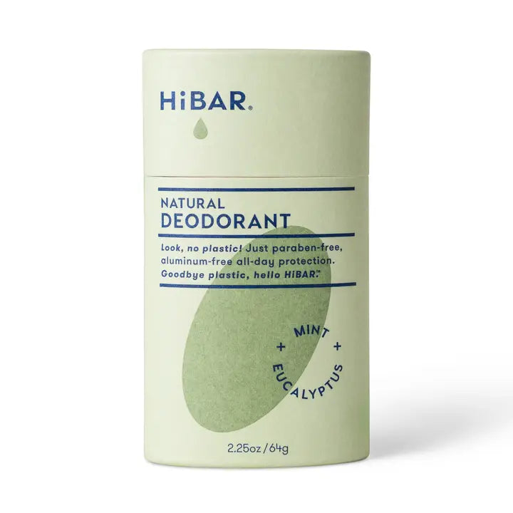 HiBAR natural deodorant packaging on a white background