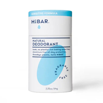 HiBAR natural deodorant stick on a white background