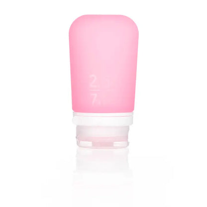 Pink silicone go toob with white base on a white background