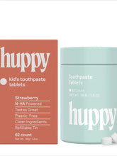 huppy strawberry toothpaste container and box