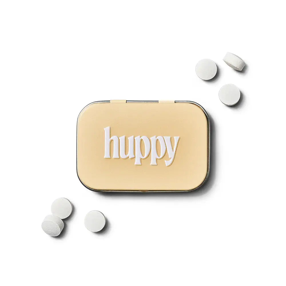 Small beige tin with &