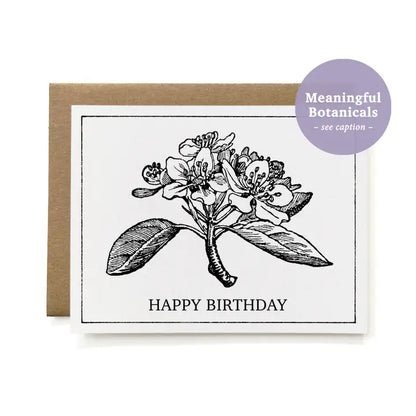 Birthday card with botanical illustration and &