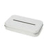 The Leaf Razor Accessories by Leaf is a rectangular silver tin with a narrow slot on top, perfect for safely disposing of single edge razor blades—resembles a small donation box and keeps blade disposal secure.
