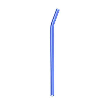 A single blue Glass Straws Standard by Mermaid Straws, eco-friendly with a slight bend near the top, displayed on a plain white background.