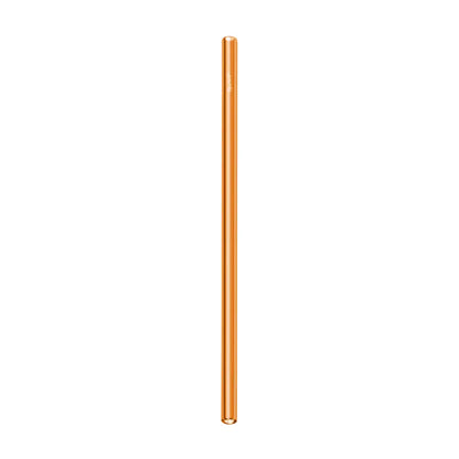 Orange-colored glass straw on a white background
