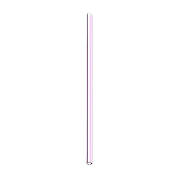 Thin glass straw with a metallic sheen on a white background