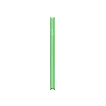 A single straight green Glass Straws Wide Boba from Mermaid Straws stands vertically on a white background.