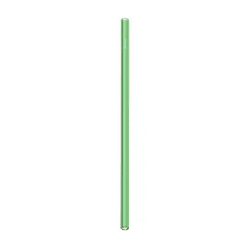 A single straight green Glass Straws Standard by Mermaid Straws stands vertically on a plain white background.