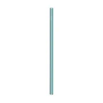 A single Glass Straws Standard by Mermaid Straws stands vertically on a plain white background, highlighting the elegance and eco-friendly appeal of reusable glass straws.