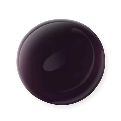 A glossy, dark purple or black circular blob with a smooth, reflective surface and subtle highlights—reminiscent of Mineral Fusion Nail Polish by Mineral Fusion—set against a white background.