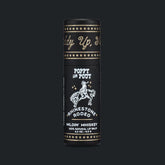 Black lip balm packaging with gold text and horse illustration on a black background