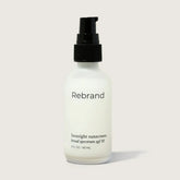 A white bottle with black pump labeled Rebrand Foresight Sunscreen SPF 30 - Mineral Sunscreen for Face, 2 fl oz (60 ml), featuring non-nano zinc oxide, on a light gray background.