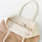 inside of tricolor tote bag