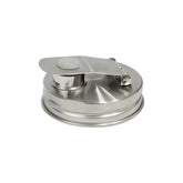 metal mason jar pour top with top popped open on white background