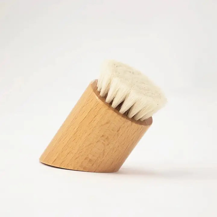 Bamboo brush with bristles on a white background
