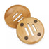 Two wooden soap dishes with slotted design on a white background