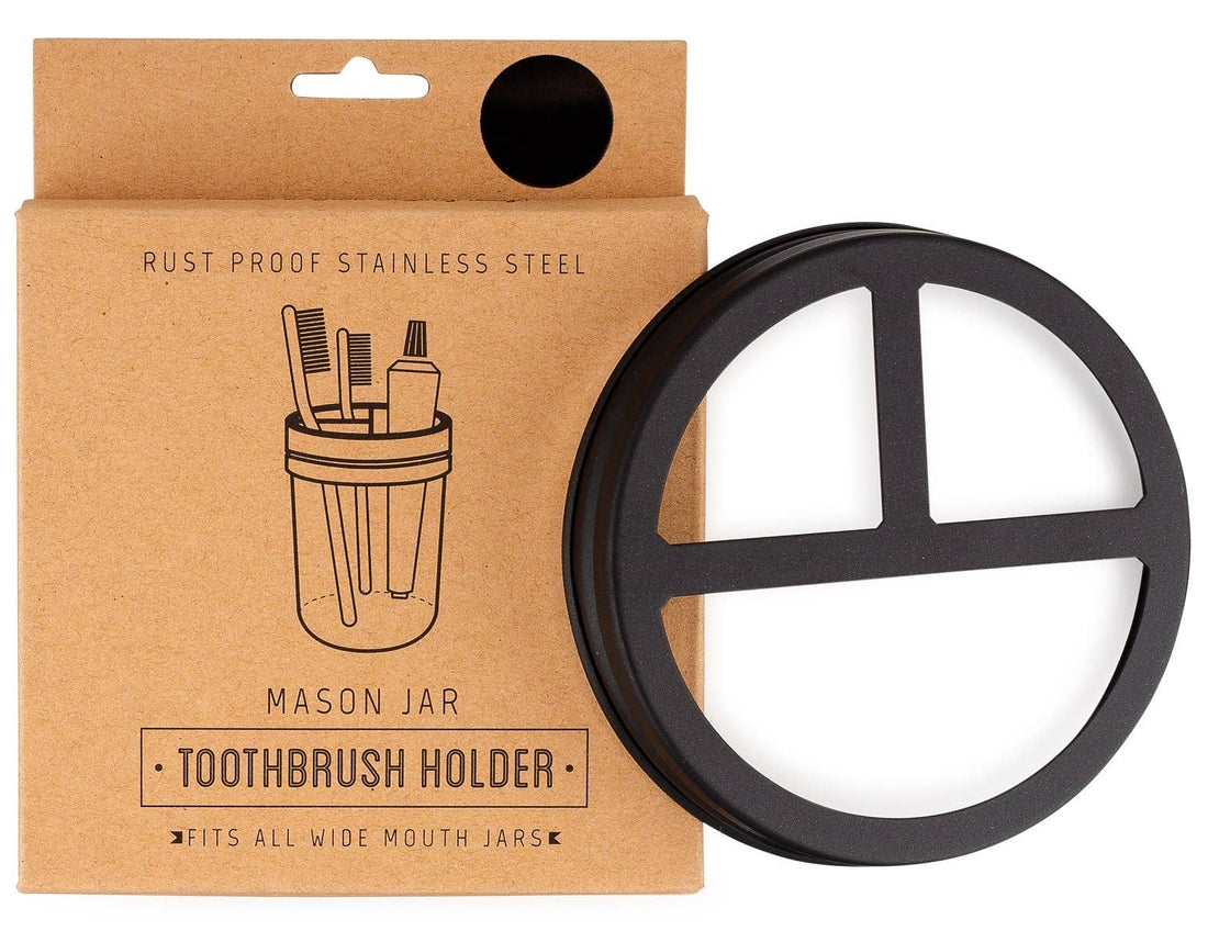 Mason Jar Toothbrush Holder Lid – Black